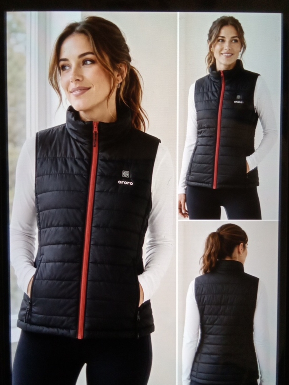 Ororo Heated Insulated Vest Rechargeable Heating System Full Zip Womens Large
